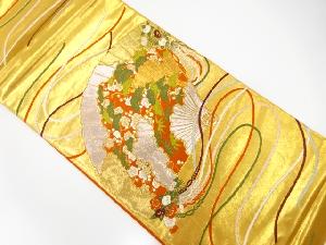 アンティーク　桧扇に松竹梅模様織り出し袋帯（材料）